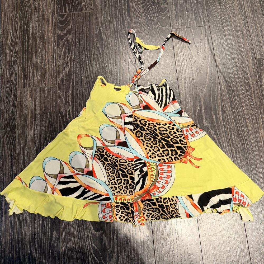 Roberto Cavalli Vibrant Animal Print Halter Dress